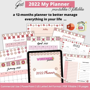 12 months Floral Tile Planner 2022