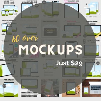 60 Over Mockup Canva Templates for Courses and Printables