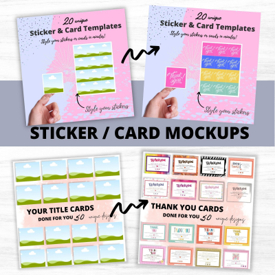 Stickers and Cards Mockups Canva Templates