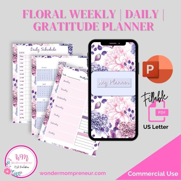 Floral Daily Planner Free Letter Size and Fillable